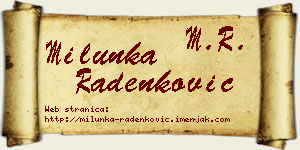 Milunka Radenković vizit kartica
